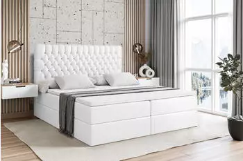 ALTDECOR Serene Boxspringbett 160x200cm H4 Matratze, Kunstleder Wei&szlig; (800000504936)