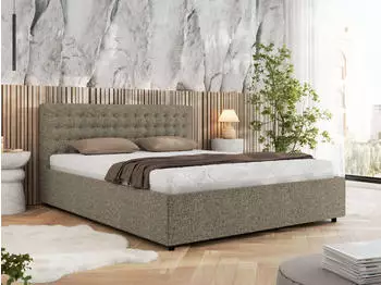 MKS Meble Pavo Classic Polsterbett mit Bettkasten & Lattenrost, 180x200cm, Grau
