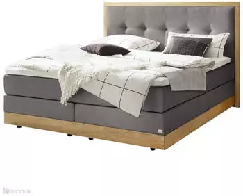 Hasena Alba Stauraum-Boxspringbett 180x200cm, Eiche Bright, Grau (Alba)