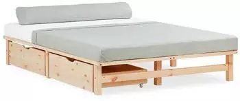 Homestyle4u Palettenbett 140x200cm Kiefer Massivholz mit Bettkasten (2286)