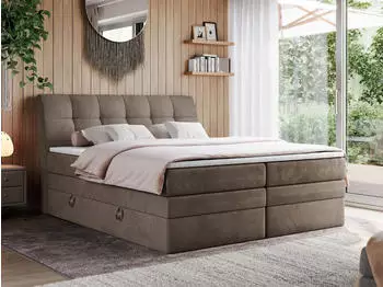 MKS Meble Gold 10 King Boxspringbett mit Bettkasten, Braun Velvet, 140x200cm (H4)