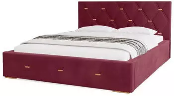 Marpur Golden Premium Polsterbett mit Bettkasten und Lattenrost, Velourstoff, Lila, 120x200cm