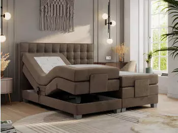 MKS Meble Electro Boxspringbett elektrisch verstellbar 180x200cm, Braun (ELECTRO)