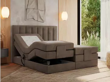 MKS Meble Comforto Boxspringbett 140x200 elektrisch verstellbar, 7-Zonen Taschenfederkern, Braun Velvet (Comforto)