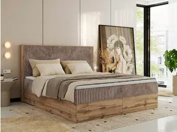 MKS Meble Wood Classic Boxspringbett Set mit Multipocket-Matratze & Topper, 160x200cm (WOOD CLASSIC)