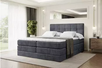 ALTDECOR Marce King Boxspringbett 180x200cm Dunkelgrau Samt H3/H4 mit Bettkasten (MARCE KING)