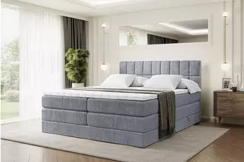 ALTDECOR Miami King Boxspringbett 160x200cm Samt Grau H3/H4 mit Bettkasten
