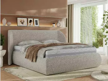 MKS Meble Caela Classic Polsterbett mit Bettkasten & Gasdruckfeder, Hellgrau, 200x200cm