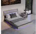 Juskys Lissabon Polsterbett 140x200cm Leinen beige, LED, verstellbares Kopfteil (301573)