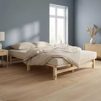 Homestyle4u Palettenbett Massivholz Kiefer 120x200cm mit Lattenrost (3165)