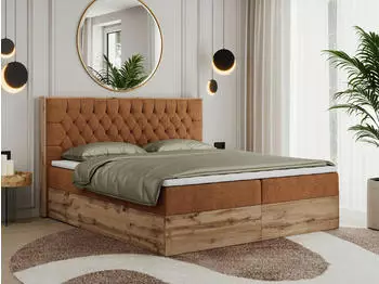 MKS Meble Amore Boxspringbett mit Bettkasten, Eiche-Optik, 160x200cm (Amore)