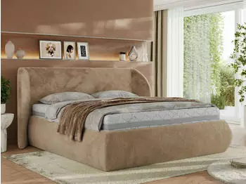 MKS Meble Caela Classic Polsterbett mit Bettkasten & Lattenrost, Beige, 140x200cm