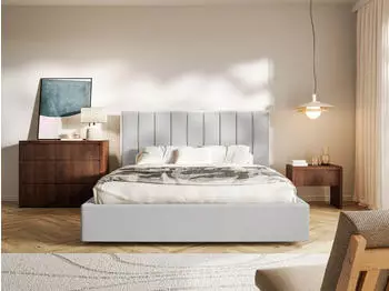 Selsey Togents Polsterbett mit Bettkasten, Veloursbezug, 160x200cm, Hellgrau