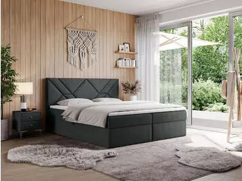 MKS Meble Neomi Boxspringbett 160x200 mit Topper, Bettkasten, Dunkelgrau (NEOMI)