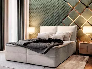 Masseno Lente Boxspringbett 140x200cm mit Matratze und Topper, Creme (LENTE)