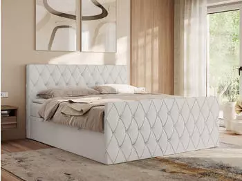 MKS Meble Miren Duo Boxspringbett 180x200cm mit Bettkasten, Kunstleder, Wei&szlig; (Miren Duo)
