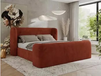 MKS Meble Emora Classic Duo Polsterbett mit Lattenrost 140x200 Orange Pl&uuml;sch