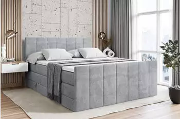 ALTDECOR Boxspringbett MOETI-Z KING 120x200cm H3/H4 Hellgrau Samt mit Bettkasten