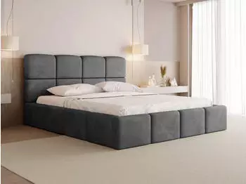 WFL GROUP Tivio Polsterbett 200x200 mit Bettkasten und Lattenrost, Grau (48780666-39)