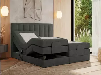 MKS Meble Comforto Boxspringbett 200x200 elektrisch verstellbar, 7-Zonen Taschenfederkern, Dunkelgrau (Comforto)