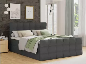 Sofnet Best Lux Boxspringbett mit Fu&szlig;teil, 2 Bettk&auml;sten, Bonell-Matratze, 180x200cm, Dunkelgrau (Inari 94)