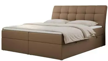MKS Meble Diegos Boxspringbett 200x200 Kunstleder Braun H3 mit Bettkasten