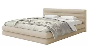 Selsey Alegre Polsterbett mit Bettkasten, Chenille-Bezug, Hellbeige, 160x200cm