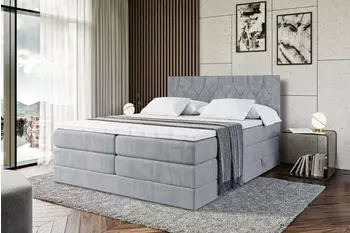ALTDECOR Velanto-BZ King Boxspringbett mit Matratze, Topper & Bettkasten, 200x200cm, Grau (VELANTO-BZ KING)