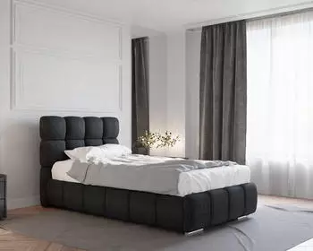 Panda Möbel Bliss Polsterbett mit Bettkasten und Lattenrost, Federkernmatratze 18cm, 100x200cm, schwarz