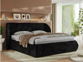 MKS Meble Caela Classic Polsterbett mit Bettkasten & Lattenrost, Schwarz, 140x200cm