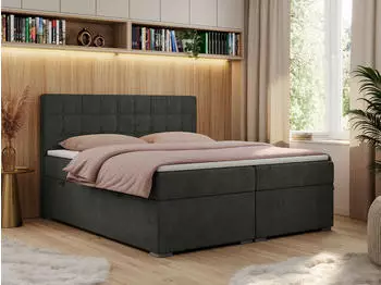 MKS Meble Carmen Boxspringbett mit Bettkasten, Dunkelgrau, 200x200cm (H3)