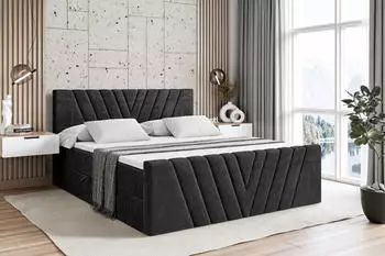 ALTDECOR ERNINA-Z Boxspringbett mit Fu&szlig;teil, Bettkasten, Schwarz Samt, 120x200cm