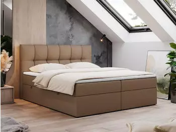 MKS Meble Rico Boxspringbett mit Bettkasten, Kunstleder, Braun, 160x200cm, H4
