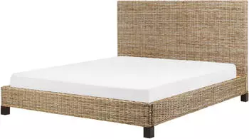 Beliani SALBRIS Doppelbett Rattan & Mahagoni 180x200cm (SALBRIS)