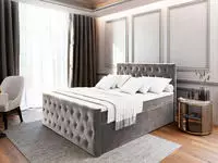 BOXBETT FONDI 180x200 cm mit Matratze und Topper - Hellgrau