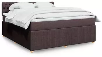 vidaXL Boxspringbett mit Matratze Stoff Dunkelbraun 180x200cm (3289845)