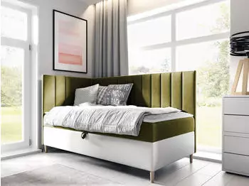 Mirjan24 Maja Junior 3 Boxspringbett 100x200cm mit Bettkasten, Bonellfederkern H3 (Soft 017 + Fresh 12)