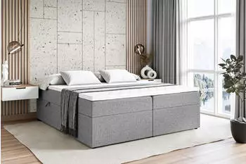 ALTDECOR Marce BW Boxspringbett mit Bettkasten, H3-Matratze, Topper, 180x200cm, Grau (800000506033)