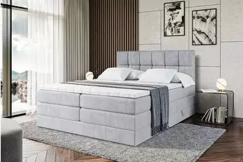 ALTDECOR Ricar King Boxspringbett mit Bettkasten, Topper, H3/H4, 160x200cm, Grau (800000508213)