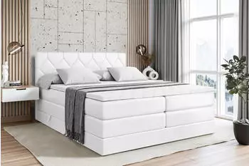 ALTDECOR Cator King Boxspringbett 140x200cm Kunstleder Wei&szlig; H3/H4 (800001356859)