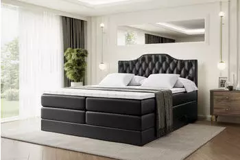 ALTDECOR Vila-1 King Boxspringbett 120x200cm Kunstleder Schwarz H3/H4 (800000646869)