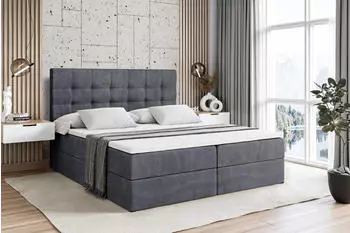ALTDECOR BERO Boxspringbett mit Bettkasten, Dunkelgrau Samt, 180x200cm