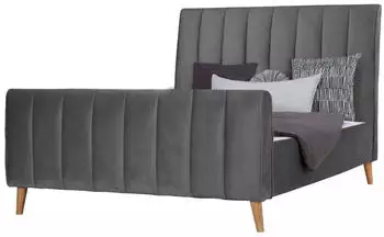 Homestyle4u Polsterbett 140x200cm mit Lattenrost, Samt, Grau (2010)