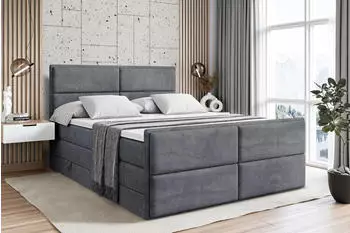 ALTDECOR Aura-Z King Boxspringbett 200x200cm H3/H4 Dunkelgrau Samt (800001356776)