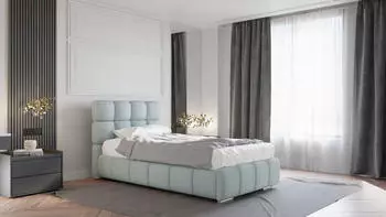 Panda Möbel Bliss Polsterbett mit Bettkasten, 100x200cm, Blau