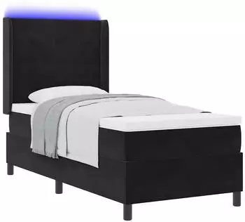 vidaXL Boxspringbett mit LED-Lichtleisten, Samt, schwarz, 90x200cm
