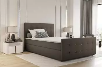 Fun Möbel MARKOS Boxspringbett 180x220cm, Stoff Soro, taupe, inkl. Topper