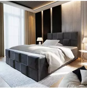 Masseno Mona Boxspringbett 140x200cm mit Matratze und Topper, grau (MONA 140X200 CM PAROS 06)