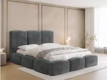 WFL GROUP Harmony Polsterbett mit Bettkasten und Lattenrost, grau, 160x200cm (800000988204)