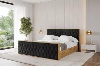 ALTDECOR ENZO5-Z Polsterbett mit Bettkasten und Lattenrost, 140x200cm, schwarz (800001322102)